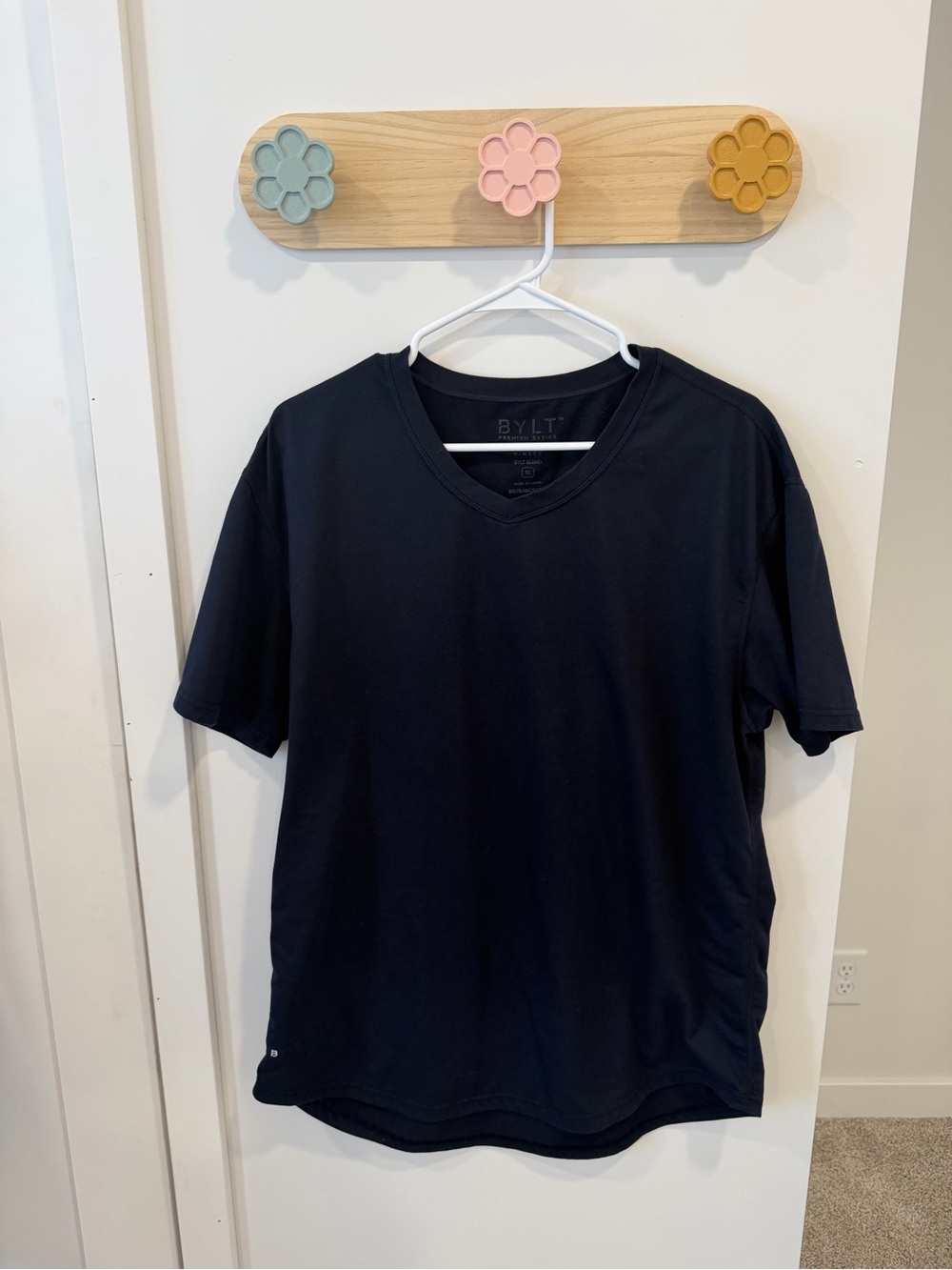 BYLT Navy V-Neck Short Sleeve Tee